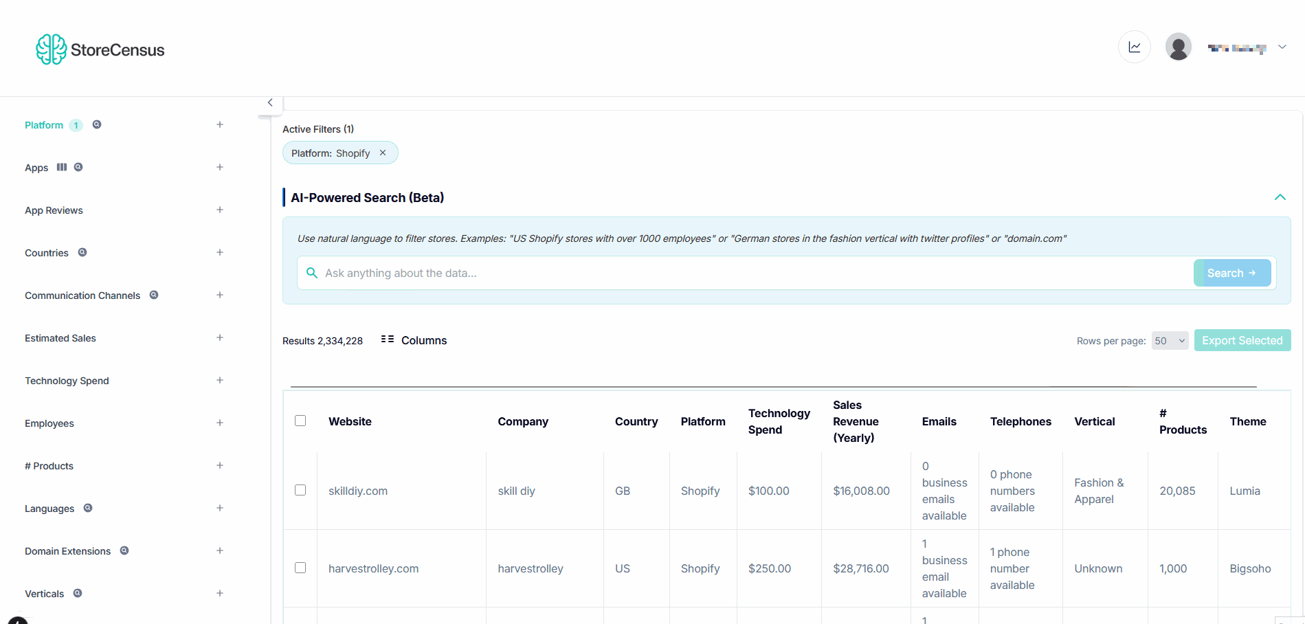 StoreCensus Dashboard Demo